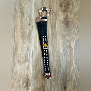 Rhinestone leather belt LNC Medium